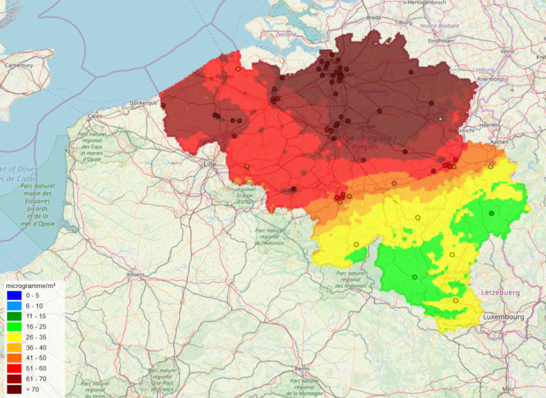carte pollution air belgique